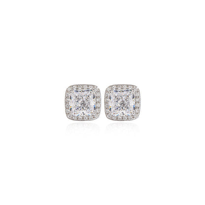 Women's Carbon Diamond Square For Niche Temperament Ice Earrings