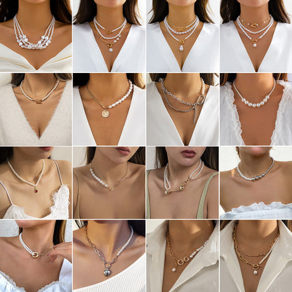 Imitation Pearl Stitching Simple Female Creative And Necklaces
