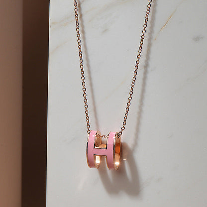 Version Clavicle Chain Enamel Letter Female Oval Rose Gold Necklaces