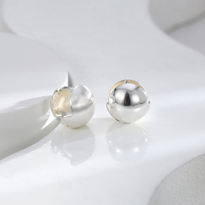 Women's Graceful Personality Brushed Ball Ear Clip Rings