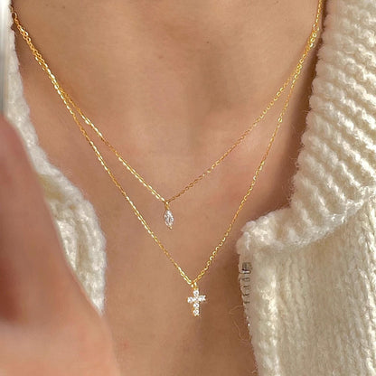 Women's Cold Cross Creative Water Drop Pendant Necklaces