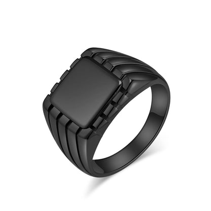 Square Seal Titanium Steel Niche Personality Simple Rings