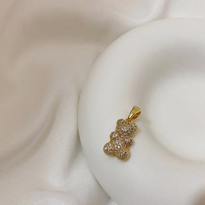 Transparent Bear Metal Smiley Pendant Female Necklaces