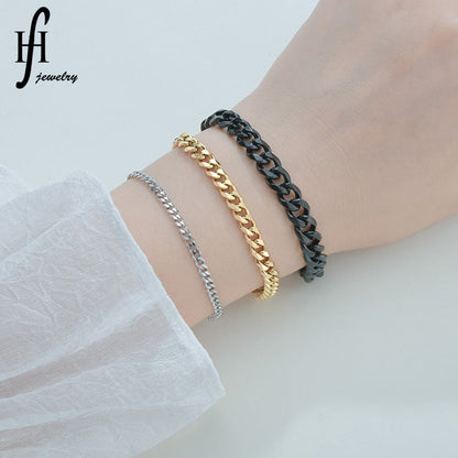 Grinding Six-sided Titanium Steel Personality Cuban Bracelets