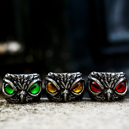 Men's Owl Stainless Steel Vintage Devil's Eye Rings