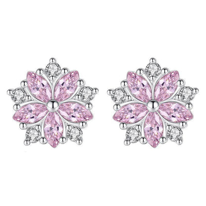 Copper Material Romantic Flower Zircon Light Rings