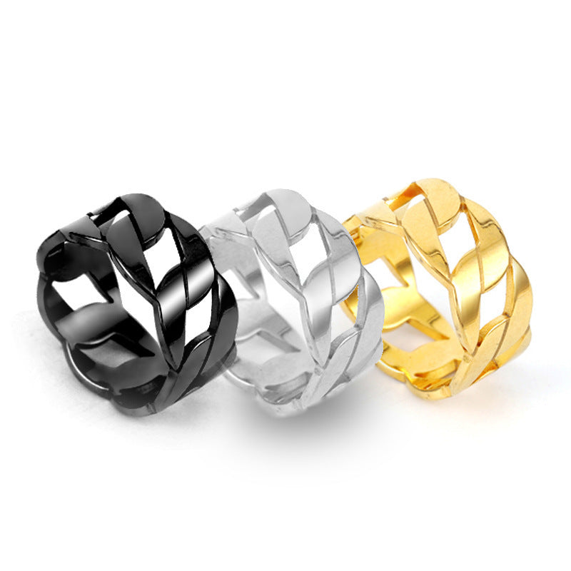 Women's Titanium Steel Thick Chain Cut Hollow Rings