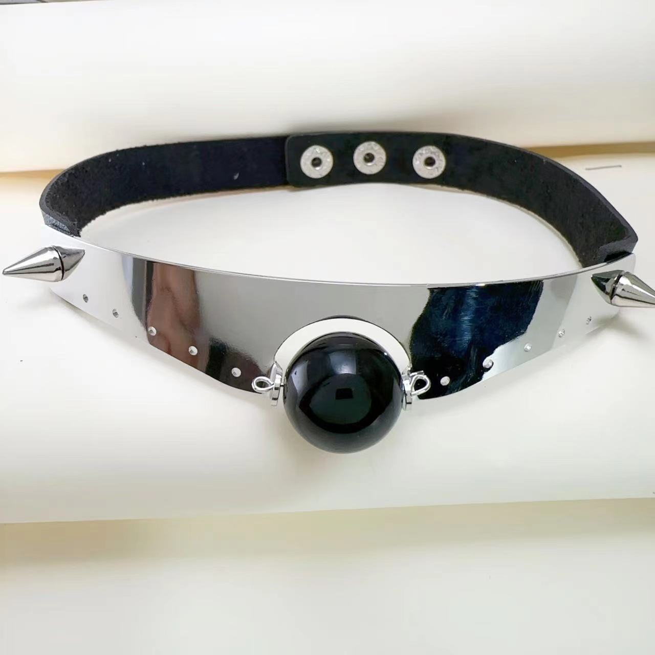 Women's Series Obsidian Punk Leather Rivet Collar Necklaces