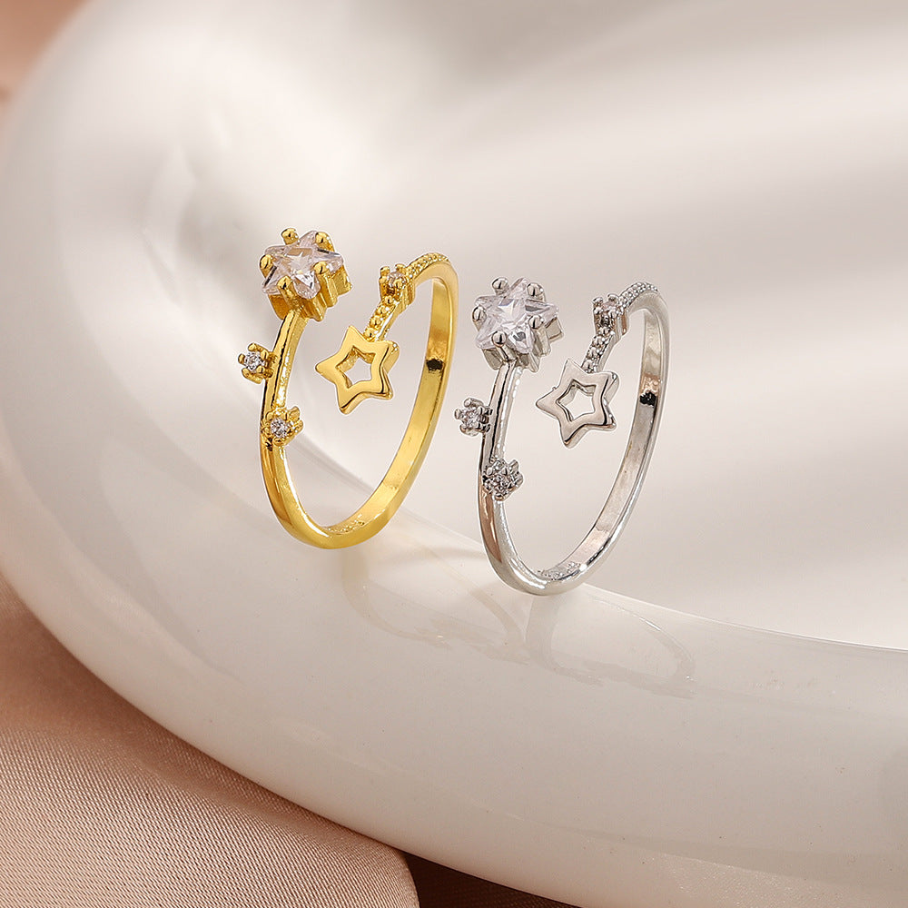 Stars Female Cold Style Personality Trendy Simple Rings