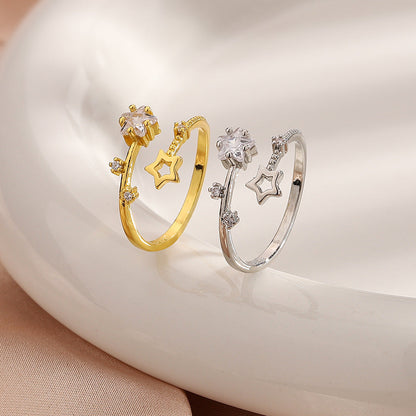 Stars Female Cold Style Personality Trendy Simple Rings