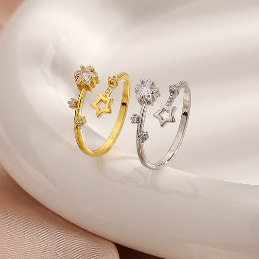 Stars Female Cold Style Personality Trendy Simple Rings