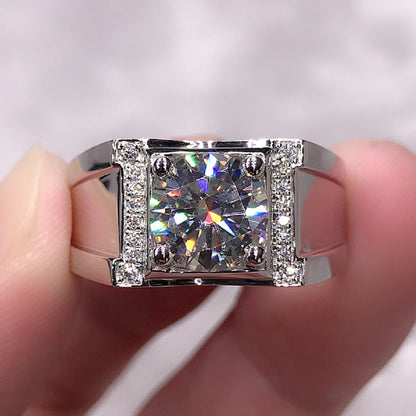 Men's Chiba Platinum Moissanite Diamond Rose Gold Rings