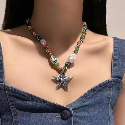 Colorful Gravel Pendant Clavicle Chain Female Niche Necklaces