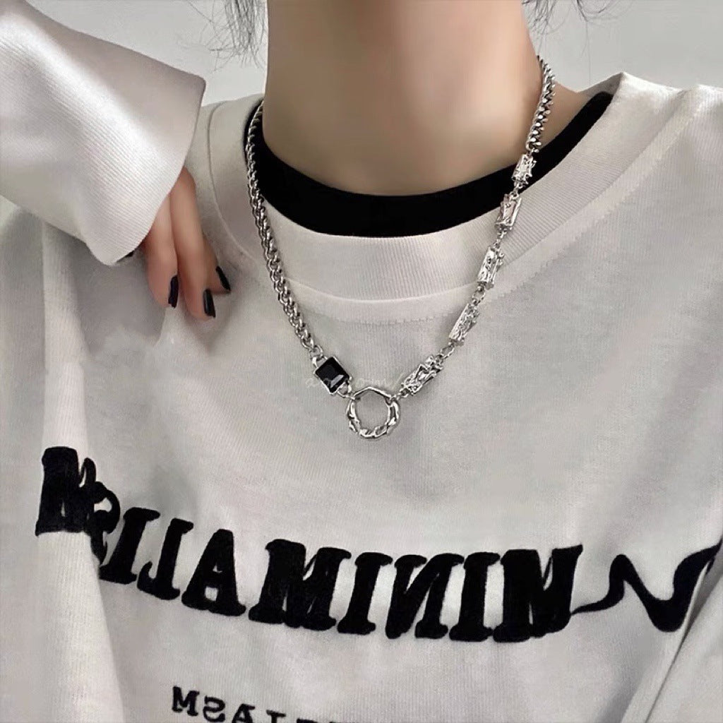 Irregular Zircon Couple Female Cold Style Niche Hip Hop Necklaces