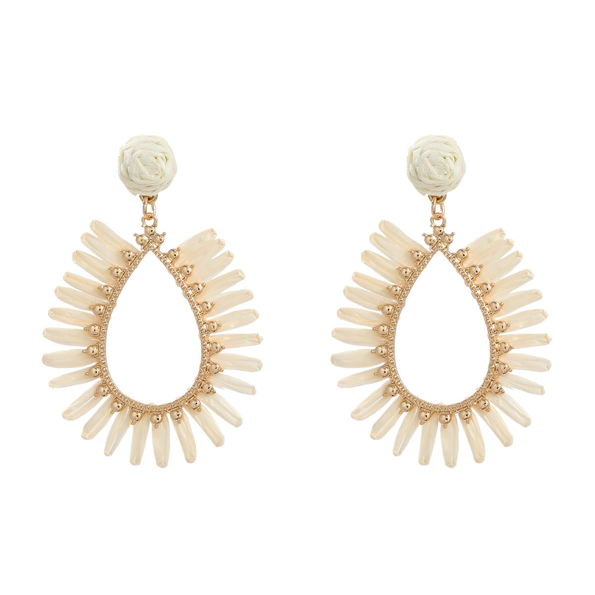 Summer Raffia Female Drop-shaped Bohemian Style Earrings