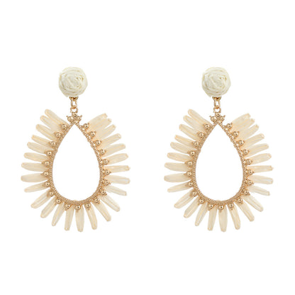 Summer Raffia Female Drop-shaped Bohemian Style Earrings