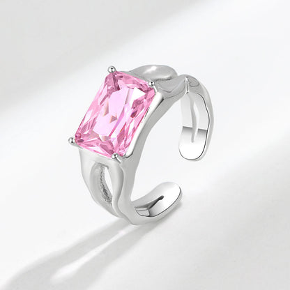 Women's Style Design Temperament Wild Pink Square Rings