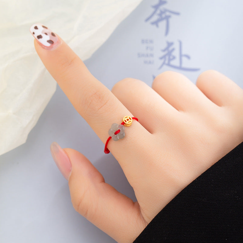 Rich Flower Hand-woven Coin Simple Niche Rings
