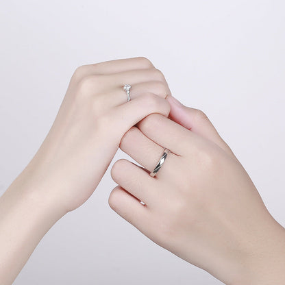 Women's & Men's Zircon Diamond Couple Pure Sier And Rings