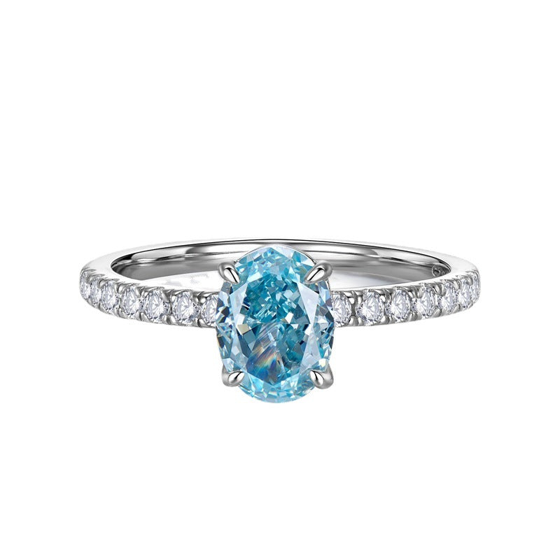 Diamond Sea Blue Zirconium Oval Female Rings