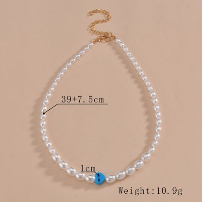 Women's Fashion Blue Resin Love Heart Beaded Necklaces
