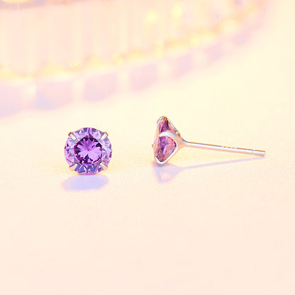 Women's Sterling Sier Needle Simple Niche Zircon Earrings