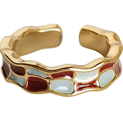 Women's Morandi Color Open Adjustable Drip Glazed Fashion High Rings
