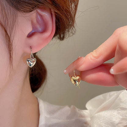 Metallic Simple Love Heart Small Fashion Elegant Earrings