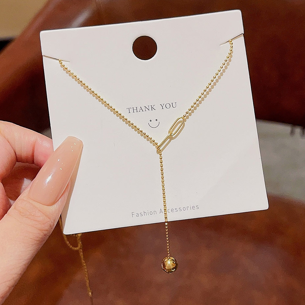 Women's Design Titanium Steel Small Golden Balls Necklaces