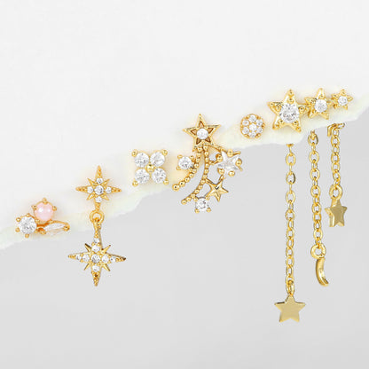 Needle Suit Micro Temperament Eight Awn Earrings