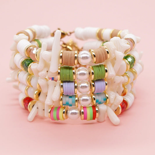 Women's White Coral Imitation Pearl Iron Gall Bracelets