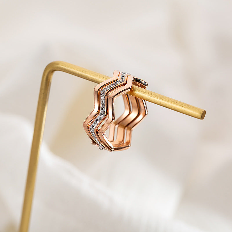 Women's Steel Simple Rose Gold Stainless Retro Rings