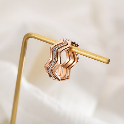 Women's Steel Simple Rose Gold Stainless Retro Rings