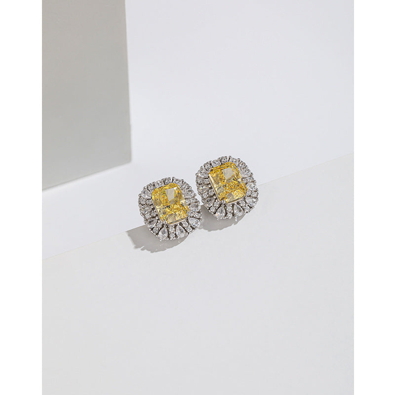 Women's Carbon Diamond Square For Niche Temperament Ice Earrings