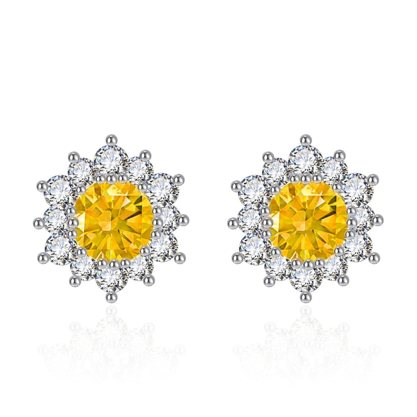Women's Broadcast Zircon Sunflower High-grade Full Diamond Earrings