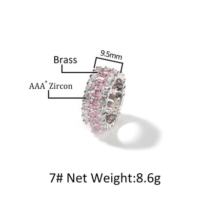 Cute Hip Hop Pink Oval Copper Inlaid Rings