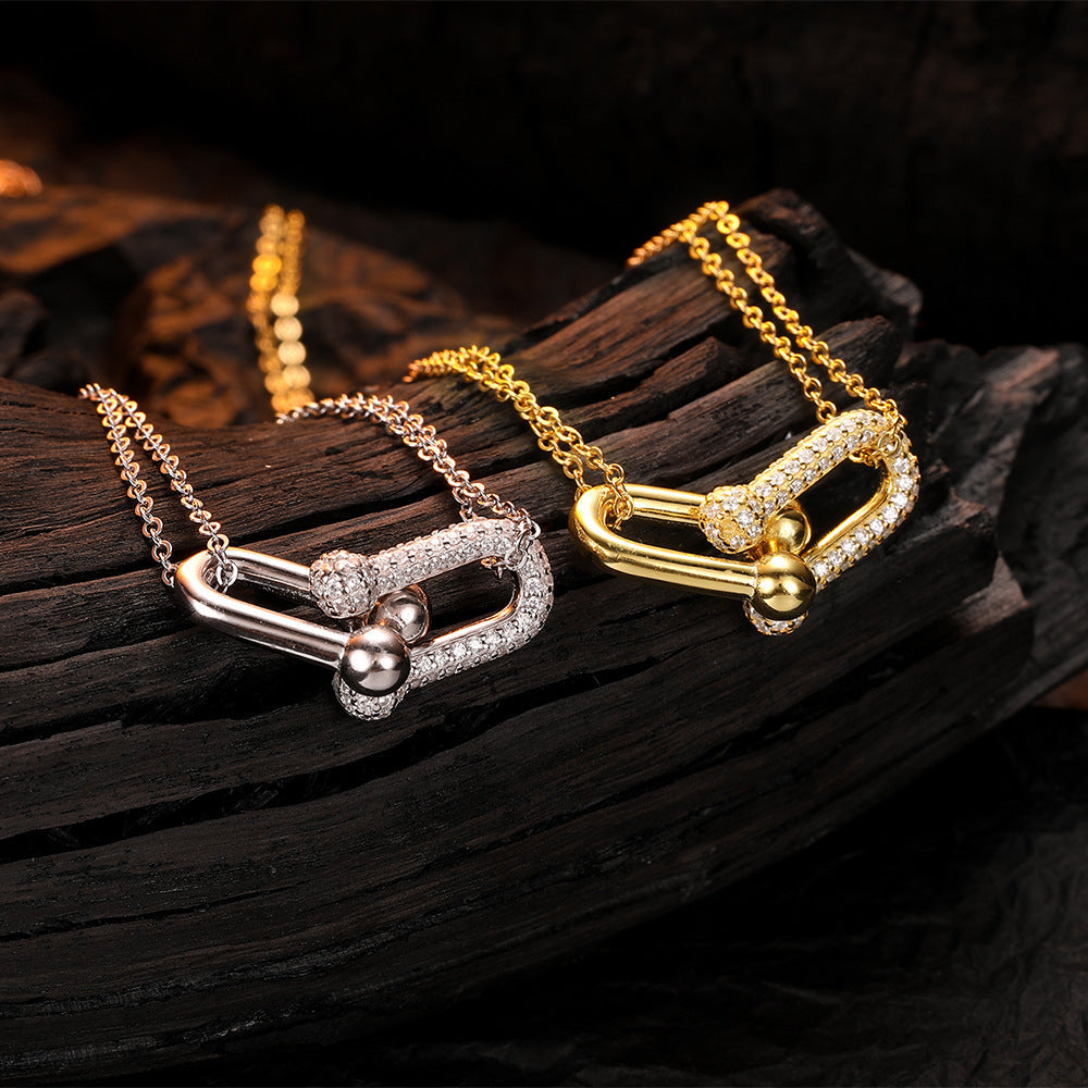 Diamond Horseshoe Clavicle Chain Versatile Personality Necklaces