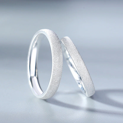 Sier Frosted Couple Niche Simple Korean Rings