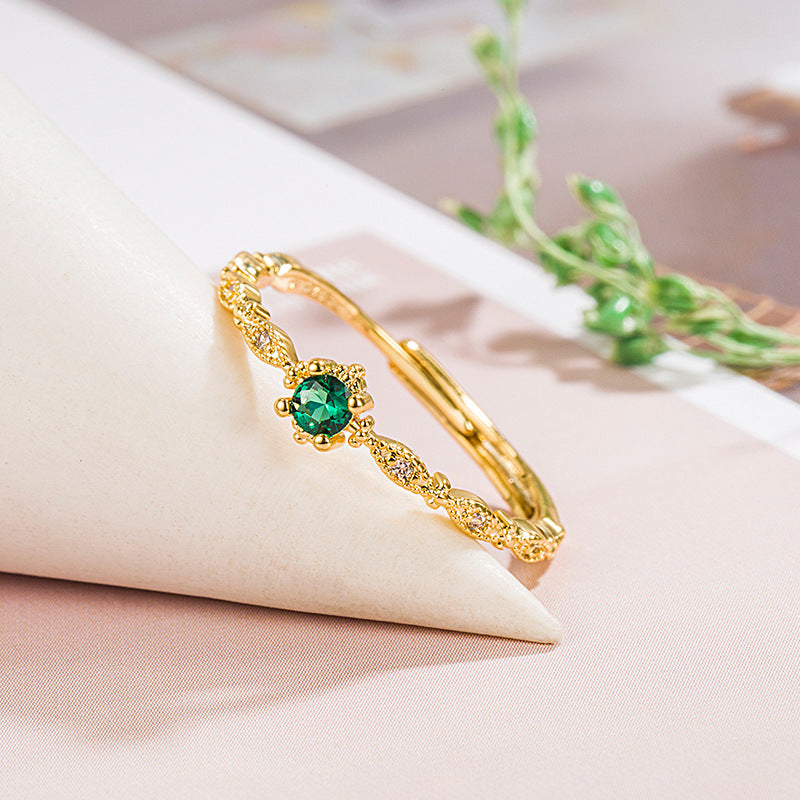 Trendy Retro Grandmother Green Rhinestone Female Rings