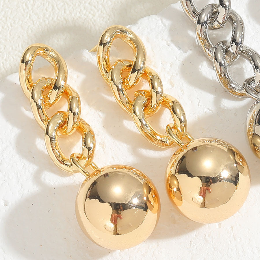 Copper Plated Real Gold Bowknot Ball Earrings