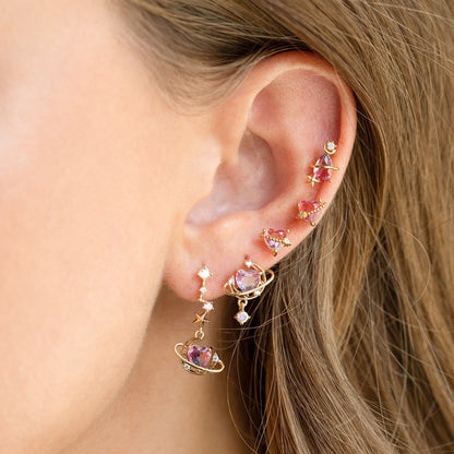 Love Moon Asymmetric Trendy Exquisite Pink Earrings