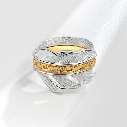 Women's Combination Split Gold And Sier Contrast Rings