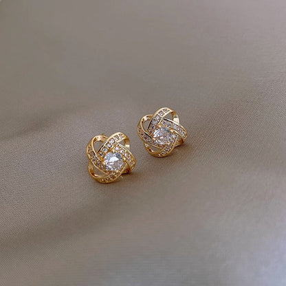 Women's Zircon Sier Needle Petite Design High-grade Western Earrings