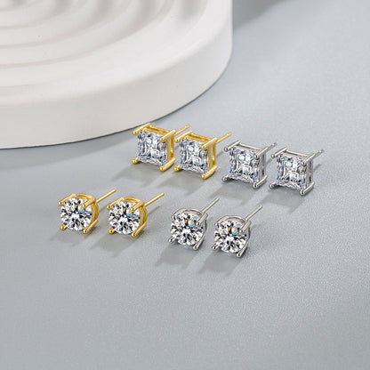 Diamond Zircon Ear Round Simple Niche Earrings