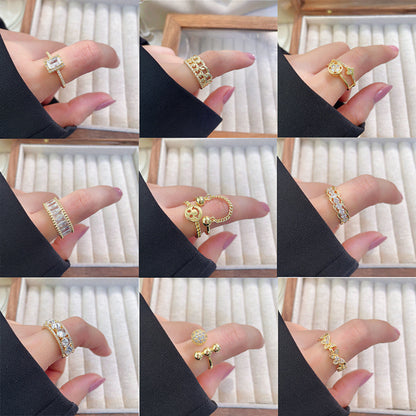 Women's Luxury Fashion Opening Zircon Adjustable Gold Rings