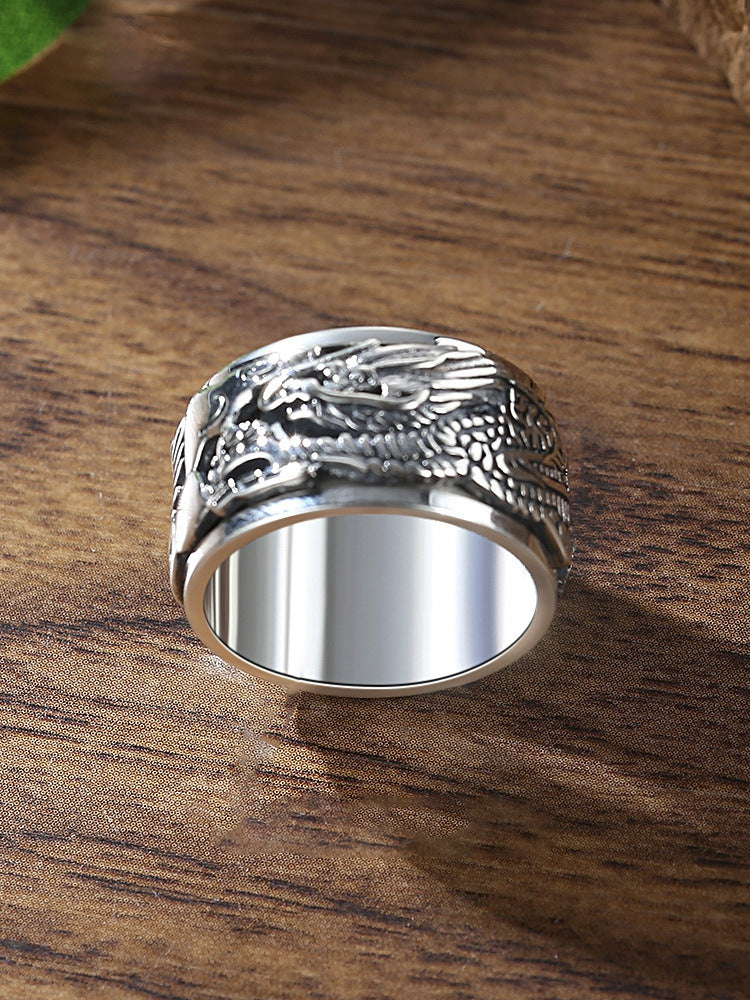 Men's Rotating Retro Personality Wide Face Domineering Rings