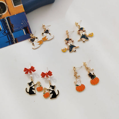 Halloween Pumpkin Lamp Ear Funny Creative Cute Earrings