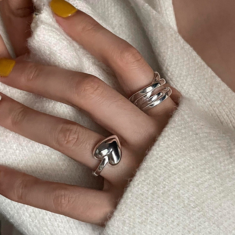 Women's Design Love Heart-shaped Cold Style Stylish Simple Rings