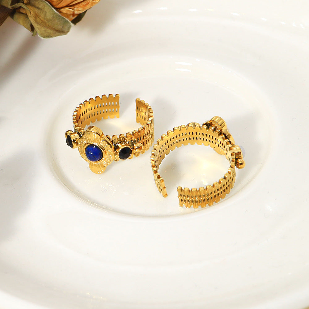 Stone Open Titanium Steel Niche High-grade Rings