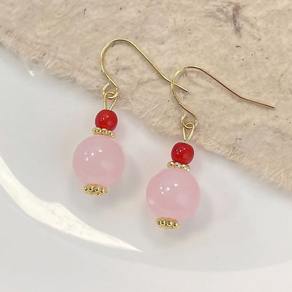 Temperament Red Jade Ear Hook Female Retro Festive Earrings